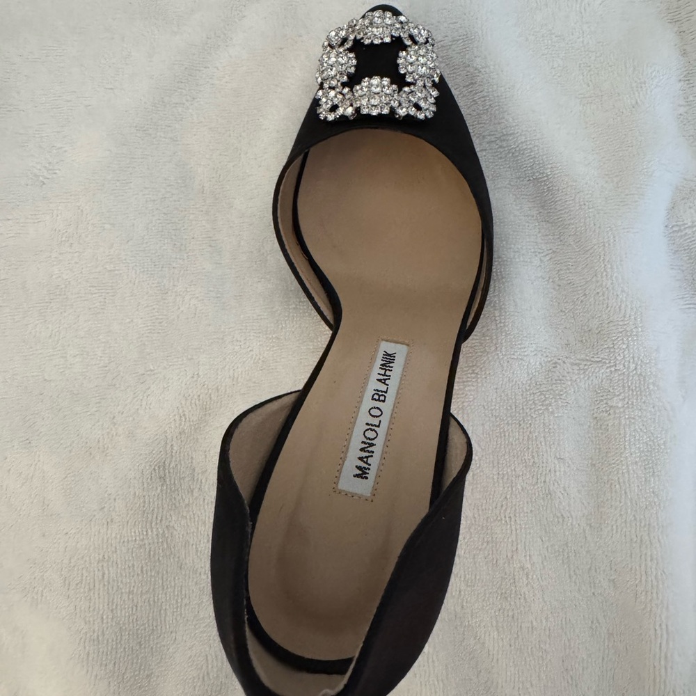 Manolo Blahnik Black Heels with Crystal Embellishment - Picture 10 of 13